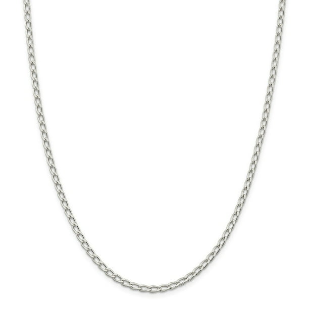 Sterling Silver Polished Solid 3.2mm Open Link Chain Necklace With Lobster Clasp Length 16 Inch 